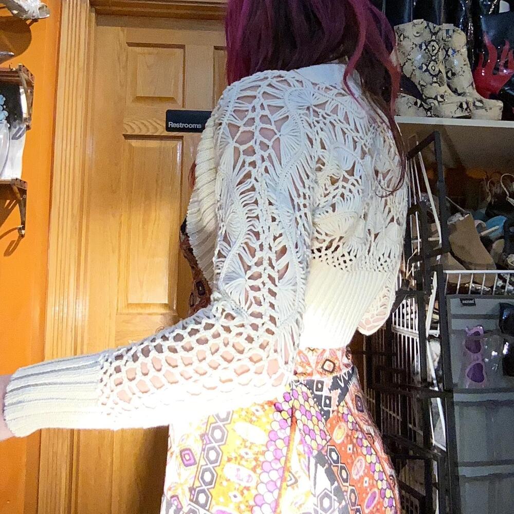 Cream crochet knit bolero top
